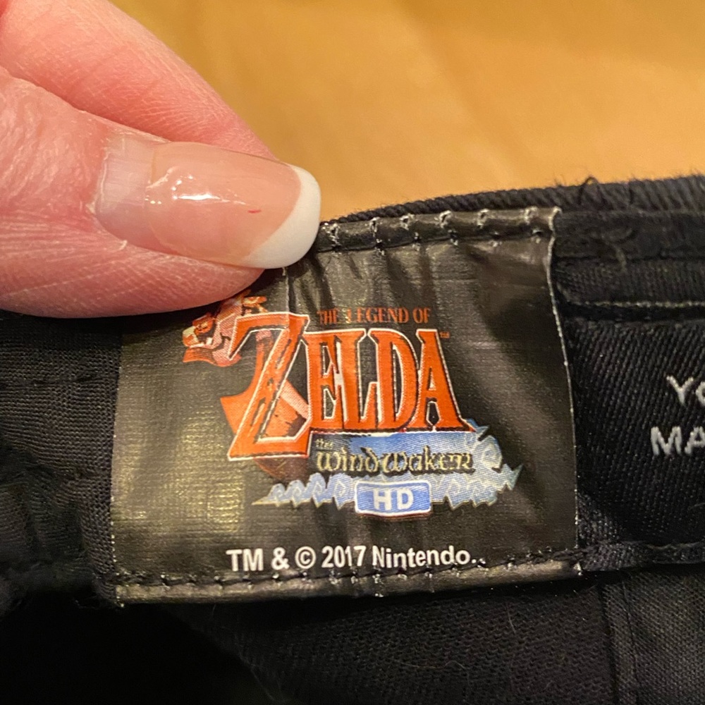 Zelda Nintendo Black Hat w Bright Pattern Brim / Gold Logo / Snap Back - Picture 7 of 10